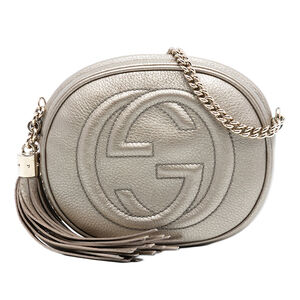 Pre-Loved Gucci Mini Metallic Pebbled Calfskin Soho Chain Crossbody